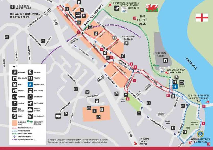 Chepstow Town Centre Map and Walks